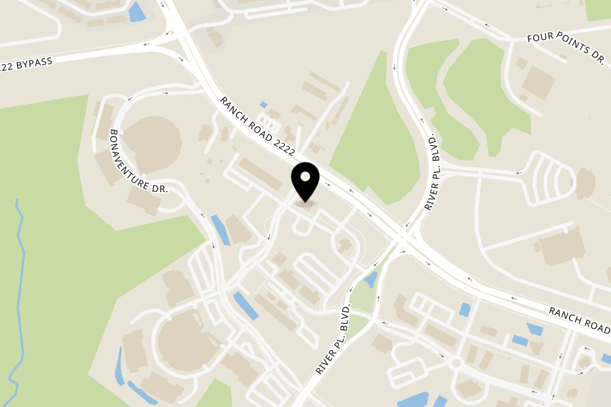 Map showing the location of La Frontera Mexican Grill & Bar on 10817 Ranch to Market Rd 2222 in Austin